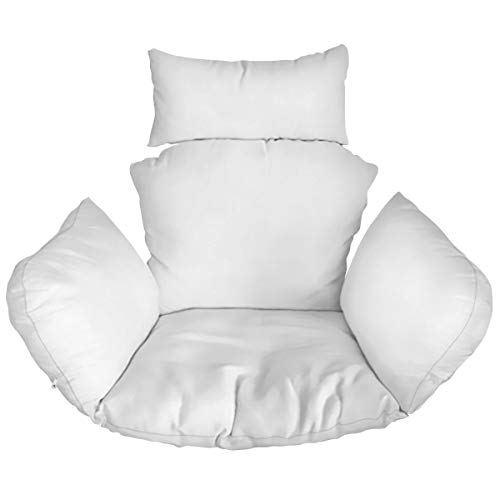 Ferocity Cuscino per Sedia Amaca, Sedia in Rattan Cuscino, Dondolo Sospesa, Cuscino per Sedia con Cuscino per la Testa di, Rivestimento Rimovibile, con Lacci attaccati, Bianco [114]