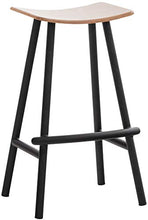 CLP Sgabello da bar con poggiapiedi, sedia da bar con seduta in legno e struttura in metallo, facile da pulire, colore: Natura