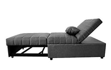 Gardenia Divano Strip Poltrona Pouf Letto Singolo in Tessuto con Cuscino Abbinato, Legno, Grigio