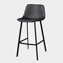 Sgabello Creativo Bar con Schienale, retrò Casa Opaca PU Pelle E Metallo Nero Sedia Gamba, Battuto Sbarra di Ferro Sedia caffè Alta,B Black,75cm