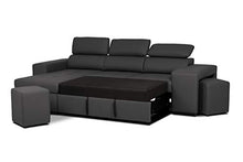 Confort24 John - Divano letto angolare a 3 posti, forma L, colore: Nero