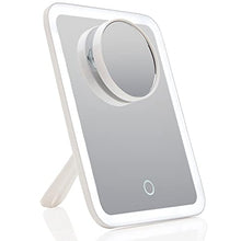 Fancii Specchio per Trucco Ricaricabile con Luce LED, Ingranditore 10x /1x e 3 Modalità di Illuminazione - Portatile, Dimmerabile, Specchio Cosmetico Illuminato da Viaggio (Aura Go 2)