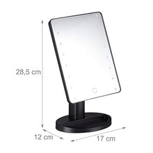 Relaxdays Specchio Trucco con Luce LED, con Base da Tavolo, Specchietto con Illuminazione, HLP: 28,5x17x12 cm, nero