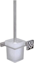 Ghelf Pennello da toilette quadrato con pennello e tazza in acciaio inox e vetro per WC Spazzolato nichel finito a parete fissato a parete solido Spazzola per la spazzola per la spazzola igienica Hold