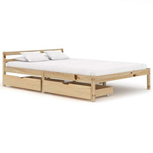 BIGTO - Struttura letto con 2 cassetti in legno di pino massello, mobili per camera da letto, 120 x 200 x 60 cm, colore: Marrone chiaro