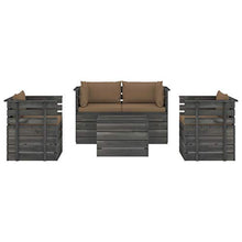 FAMIROSA Set Divani da Giardino su Pallet 5 pz con Cuscini Massello Pino-1823