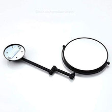 LBWARMB Trucco Specchio con luci Specchio di Bellezza di Montaggio a Parete Double Sided Makeup Specchio con ingrandimento 3X, 8-inch Metallo Ottone Pieghevole telescopica Bathroom Specchio, Nero