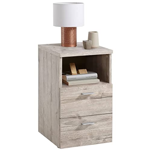 FMD Moebel 652 – 001 Colima 1 tavolo di notte con scomparto/2 cassetti legno marrone 35,0 x 40,0 x 61,5 cm