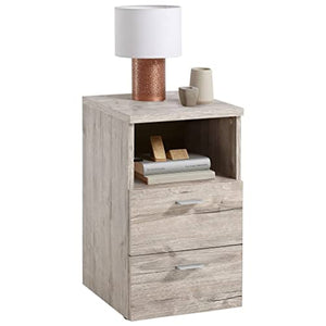 FMD Moebel 652 – 001 Colima 1 tavolo di notte con scomparto/2 cassetti legno marrone 35,0 x 40,0 x 61,5 cm