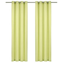 vidaXL 2X Tende con Anelli Classici Eleganti Traslucide Moderne Tendaggi Casa Rivestimento Finestre Privacy in Metallo e Cotone 140x225 cm Verde