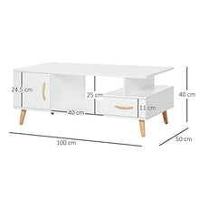 HOMCOM Tavolino da Salotto Moderno con Anta e Cassetto, Mobile Basso per Soggiorno e Ufficio Bianco, 100x50x40cm