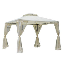 Outsunny Gazebo da Giardino con Paletti e Corde Tetto Zanzariera Zanzariera Pareti Laterali Poliestere Acciaio 295 x 295 x 263 cm Beige