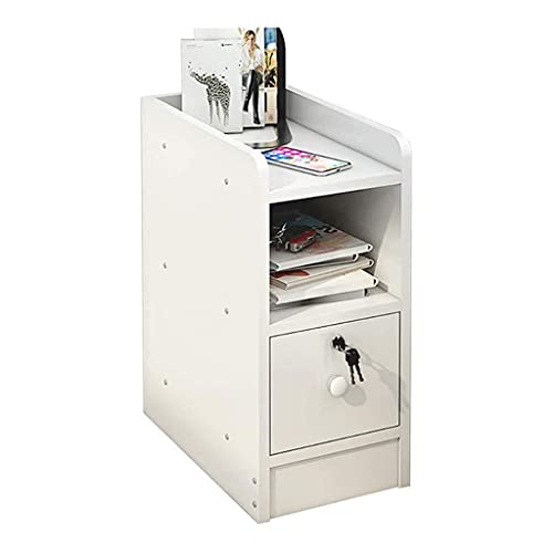 Comodini Camera da letto Comodino stretto con scaffale aperto, comodino con 1 cassetto serratura armadio comodino mobili da comodino tavolino da caffè tavolino da tavola di accento MDF facile accessor