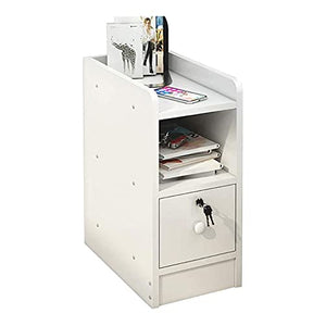 Comodini Camera da letto Comodino stretto con scaffale aperto, comodino con 1 cassetto serratura armadio comodino mobili da comodino tavolino da caffè tavolino da tavola di accento MDF facile accessor