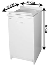 Mobile Lavatoio in nobilitato idrorepellente bianco Arredamenti Montegrappa Edilla 45x50x85 cm Apertura cerniere a sinistra SX Lavello Lavapanni Lavanderia Bagno Legno Asse Plastica Vasca Interno