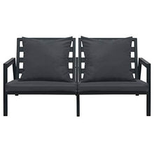 Tidyard Set Divani da Giardino 5 pz con Cuscini Alluminio Grigio Scuro,2 pz Divano 2 Posti+1 Poltrona+Tavolino Laterale+Tavolino,Salotto da Giardino,Divano da Giardino in Alluminio