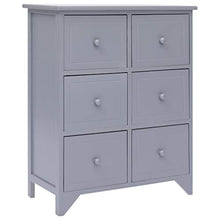 FAMIROSA Armadietto con 6 Cassetti Grigio 60x30x75cm Legno di Paulownia