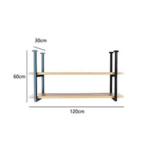 Americana Ferro Battuto di Legno Solido soffitto Scaffale, 2 Strati di ripartizione Scaffale, Ristorante Bar Rack, Hanging Magazzinaggio, 6 Formati (Size : 120 * 30 * 60cm)
