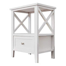 NL Comodini Camera da Letto Cabinetto da Comodino in Legno massello con cassettiera e scaffale, Bianco