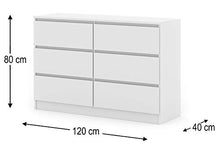 BIM Furniture Cassettiera con 6 cassetti Maya M6 120 cm Credenza Highboard Multiuso Camera Soggiorno