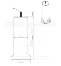 4 piedi per letto con rete imbottita in metallo cromato, 15 cm, con base, viti filettate M8