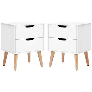 Q-HL Comodino Set di 2 Comodino da Letto Notturno Stand Gabinetto Cassettone di 2 Cassetti per Camera da Letto Soggiorno 45 * 35 * 56,5 Cm - Bianco