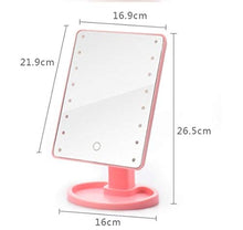 LCSD Specchi Compatti Rosa Vanity Specchio Trucco, Rotazione Calda 360 Gradi Specchio Trucco Regolabile 16/22 Led Illuminato Schermo LED Portatile Luminoso Specchi Cosmetici