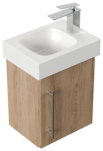 Mobile bagno con lavabo Geberit Icon 38cm a destra rovere chiaro