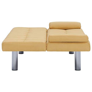 Doneioe Divano Letto Rivestito in Poliestere Giallo, Divano Letto familiare Moderno 168 x 77 x 66 cm (Lunghezza x Larghezza x Altezza) -3 Angoli Regolabili Porta 2 Cuscini