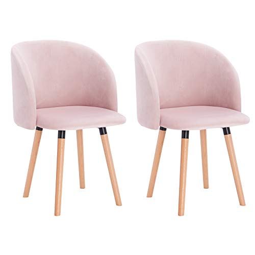 WOLTU Coppia Sedie per Sala da Pranzo con Schienale Poltroncina per Camera da Letto in Velluto Rosa BH121rs-2