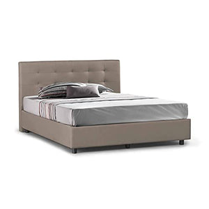 Talamo Italia Letto contenitore Matrimoniale Star, Made in Italy, Letto e testata in ecopelle, Apertura frontale, adatto per materasso 160x190 cm, Tortora