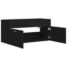 Festnight Mobile Sottolavabo, Mobile Sottolavabo per Bagno, Mobile Bagno Sottolavabo Sospeso, Mobile Bagno con Ante, in Truciolato 100x38,5x46 cm Nero