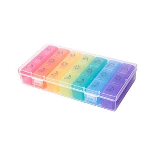 DOITOOL Contenitore per pillole da viaggio 21 scomparti settimanali colore arcobaleno pillola scatola di immagazzinaggio pillole dispenser scatola di plastica portatile