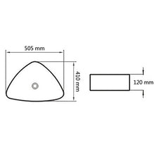 Lavabo triangolare in ceramica per bagno interno bianco 50,5 x 41 x 12 cm
