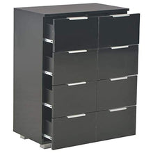 Montloxs Credenza con 8 cassetti, Cassettiera per Armadio, 60x35x76 cm, Nero Lucido