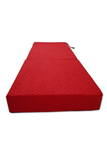 Odolplusz - Materasso pieghevole per ospiti, 3 pezzi, in gommapiuma, pieghevole, con rivestimento lavabile, per adulti (70 x 200 x 15 cm, rosso)