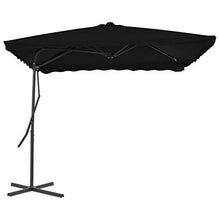 Festnight Ombrellone da Balcone con Base, Ombrellone da Giardino, Ombrellone da Balcone, Ombrellone con Palo in Acciaio, Nero 250x250x230 cm