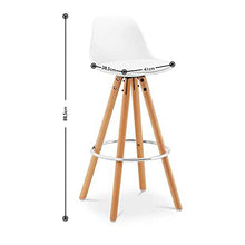 Fromm & Starck Sgabello Alto Con Schienale Da Bar Cucina Design Moderno STAR_SEAT_01 (Set da 2, Gambe in legno, Bianco)