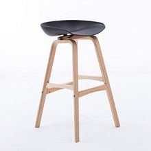 WGEMXC Sedia, Sedia da Ufficio in Casa, Sgabello Sgabelli Alti in Materiale Pp in Legno Massello, Poltrone da Bar, Sgabelli da Bar per la Casa, Gambe Degli Sgabelli Color Legno,Nero,H65Cm