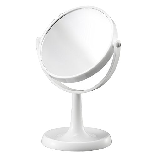 Mari Home - Vanità specchio di trucco, Ingrandimento 1X e 3X, Specchio cosmetico bianca, Specchio da tavolo con piedistallo bilaterale