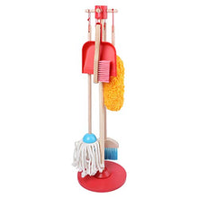 jojofuny 6Pcs Bambini Set di Pulizia Finta Play Spazzamento Scopa Mop Spolverino Spazzola Paletta Appeso Basamento di Pulizia Giocattoli per I più Piccoli Montessori Stelo di Abilità