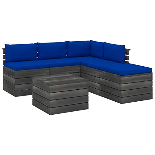 FAMIROSA Set Divani da Giardino su Pallet 6 pz con Cuscini Massello Pino-1933