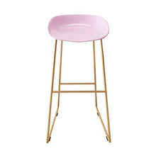 LWW Sedie, sgabelli da bar Semplicità moderna Poggiapiedi oro Sgabelli da bar Sedia moderna in ferro Sgabello alto in metallo Sedile in plastica PP adatto per cucina Sedia da pranzo,Rosa,45x45x75 cm