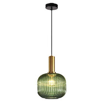 HJXDtech Lampadario a sospensione industriale vintage in vetro a coste, lampada da soffitto moderna in ottone lucidato retrò per cucina salone camera da letto (Verde, 20cm)