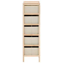 Kshzmoto Moderno e Pratico Armadio Contenitore, Mobile Contenitore in Legno di Cedro Beige 32 x 26 x 93 cm - con 5 cestini Intrecciati