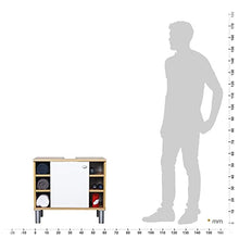 RICOO WM100-EW-W Mobile Bagno 60x54x32cm Mobiletto sotto-lavabo Armadio salvaspazio Arredamento Copricolonna Legno Rovere Marrone Porta Bianca