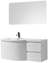 Mobile da bagno LAURANCE 1200, bianco lucido - armadietto e specchio a scelta, Specchio:Senza specchio, Versione:Lavabo a sinistra