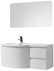Mobile da bagno LAURANCE 1200, bianco lucido - armadietto e specchio a scelta, Specchio:Senza specchio, Versione:Lavabo a sinistra