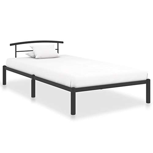 BIGTO - Struttura per letto in metallo e acciaio, per camera da letto, colore: grigio, 90 x 200 cm