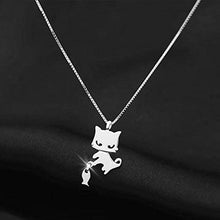 Baoxiaohed Collana in Argento Sterling, Collana Semplice in Argento Sterling Modello di Gatto E Pesce, Utilizzata Come Regalo per La Festa della Mamma, Feste, Compleanni E Anniversari